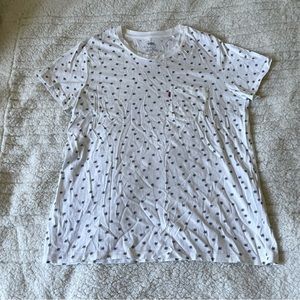 Levi’s Perfect Crew Neck White and Black Floral Graphic Short Sleeve Tee T Shirt